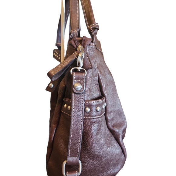 STUNNING BROWN LEATHER STUDDED BAG FROM *FENN WRIGHT MANSON EUC - Picture 7 of 10